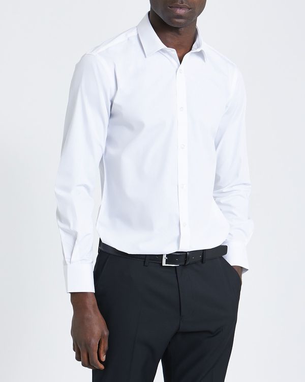 Dunnes Stores | White-white Slim Fit Long-Sleeved Cotton Rich Shirt