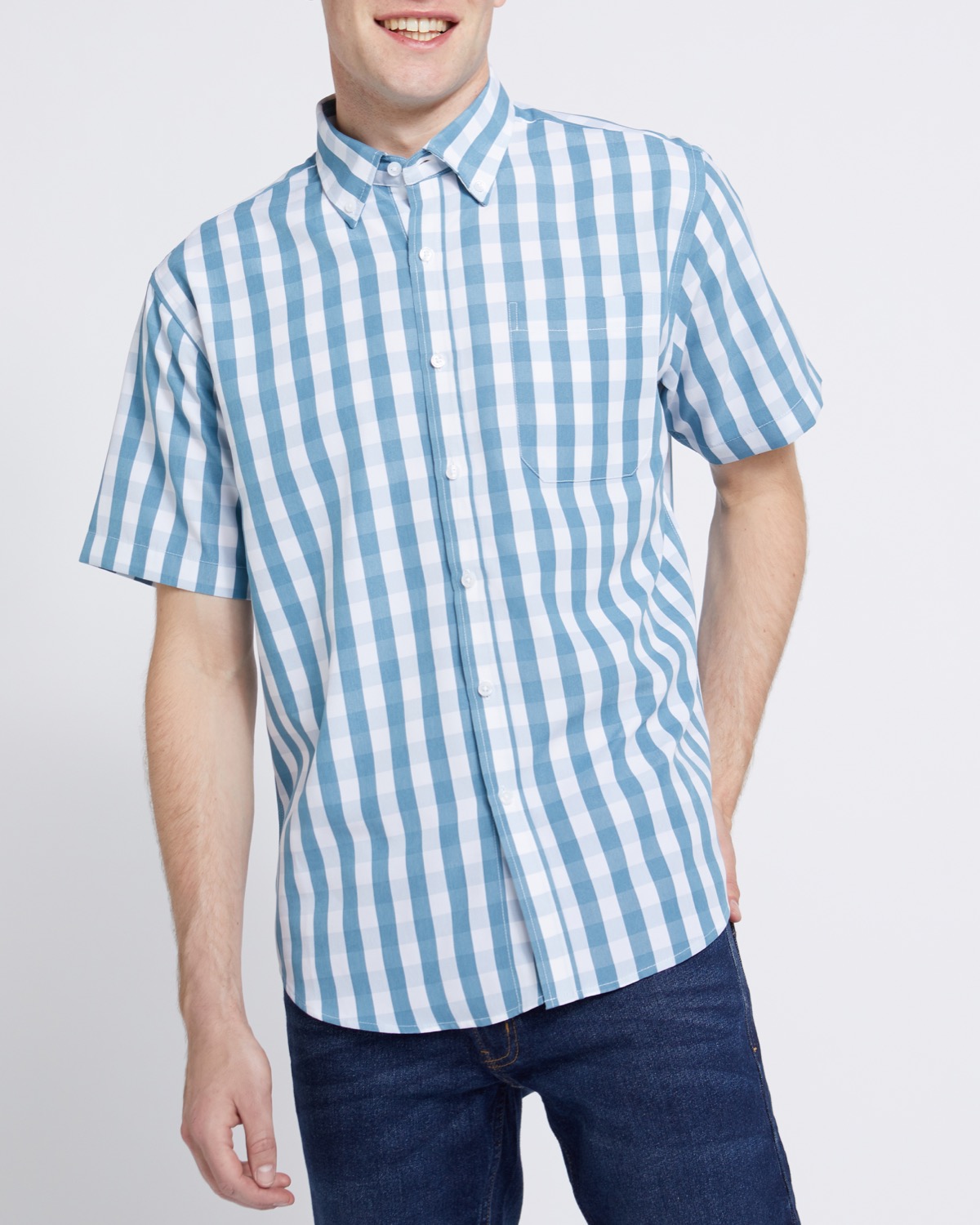 Dunnes Stores | Blue-check Regular Fit Soft Touch Shirt