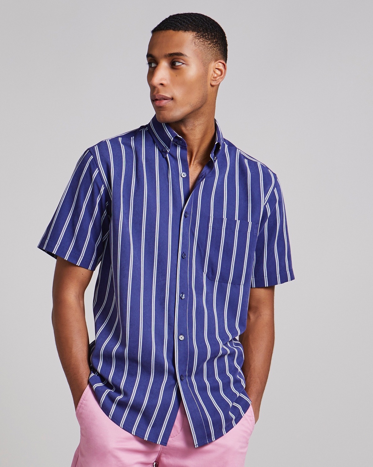 Dunnes Stores | Navy-stripe Regular Fit Soft Touch Shirt