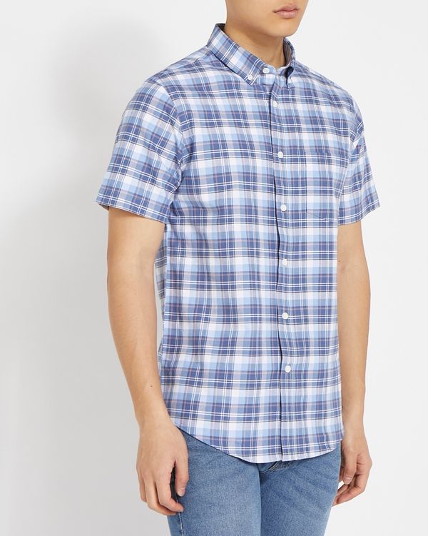 Regular Short-Sleeved Oxford Check Shirt