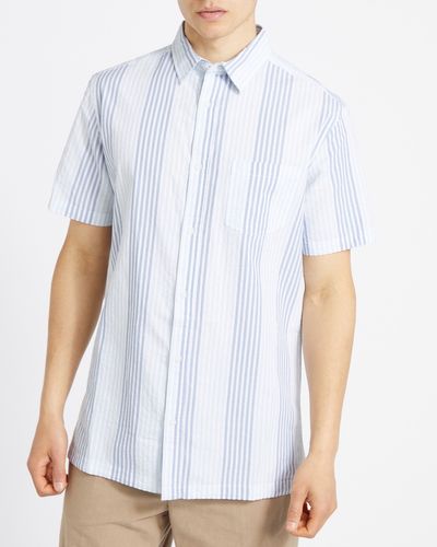 Short-Sleeved Seersucker Stripe Shirt