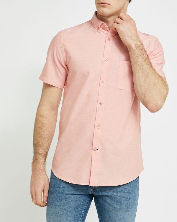 Regular Fit Short-Sleeved Oxford Solid Shirt