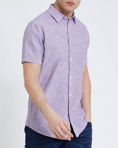 Regular Fit Short-Sleeved Linen Blend Solid Shirt thumbnail