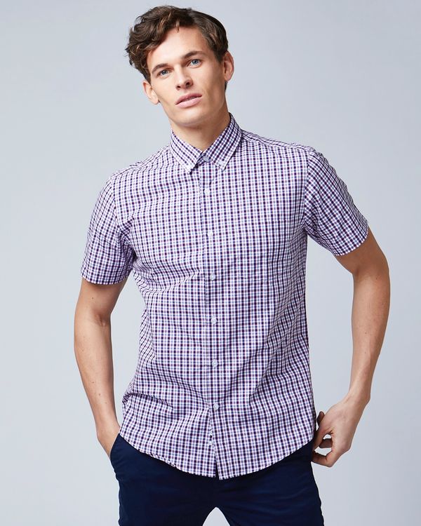 Dunnes Stores | Navy-check Regular Fit Short-Sleeved Shirt
