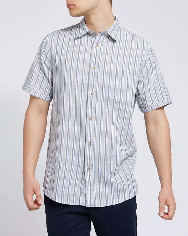 Regular Fit Linen Blend Short-Sleeved Shirt
