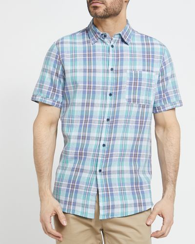 Regular Fit Linen Blend Check Short-Sleeved Shirt thumbnail