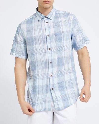 Regular Fit Linen Blend Check Short-Sleeved Shirt
