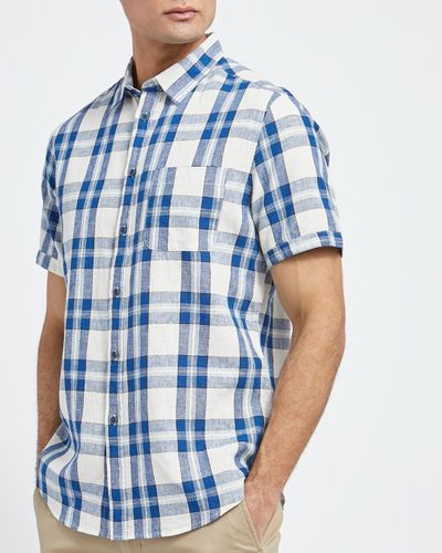 Regular Fit Linen Blend Check Short-Sleeved Shirt