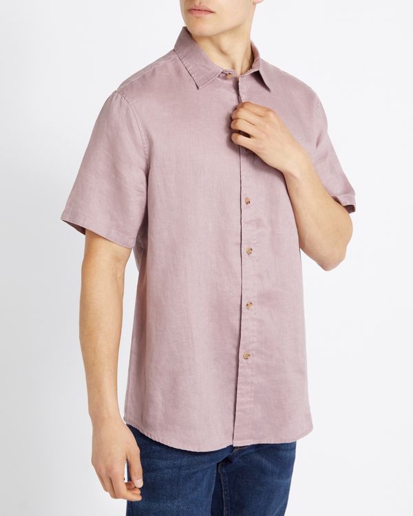 Regular Fit Pure Linen Short-Sleeved Shirt
