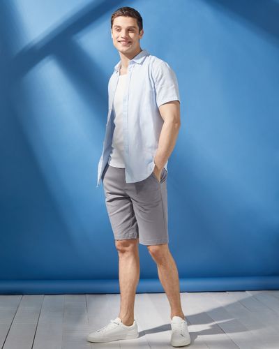Slim Fit Linen Blend Solid Shirt