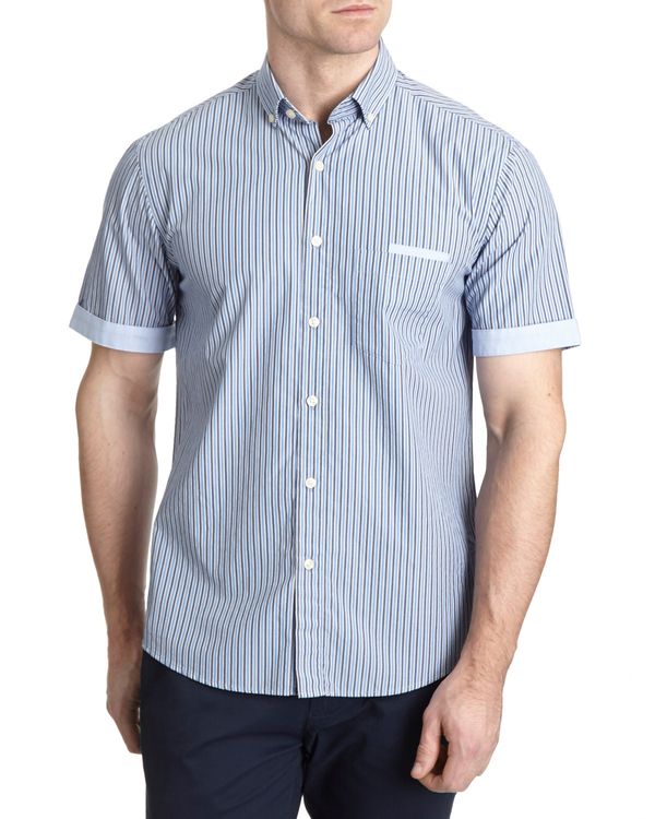 Peached Striped Short Sleeve Shirt