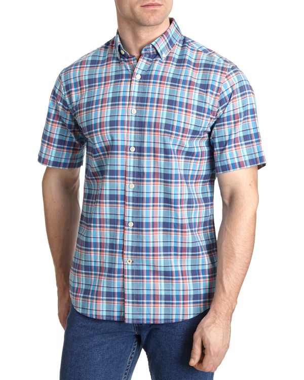 Multi Check Peached Short-Sleeved Shirt