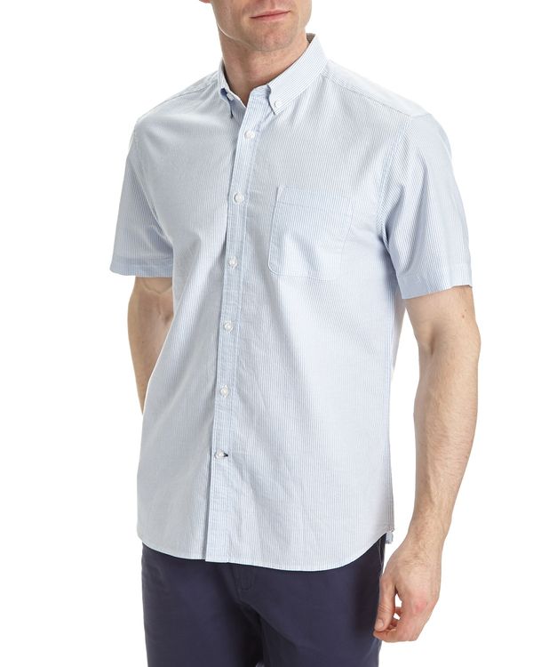 Regular Fit Short-Sleeved Striped Oxford Shirt