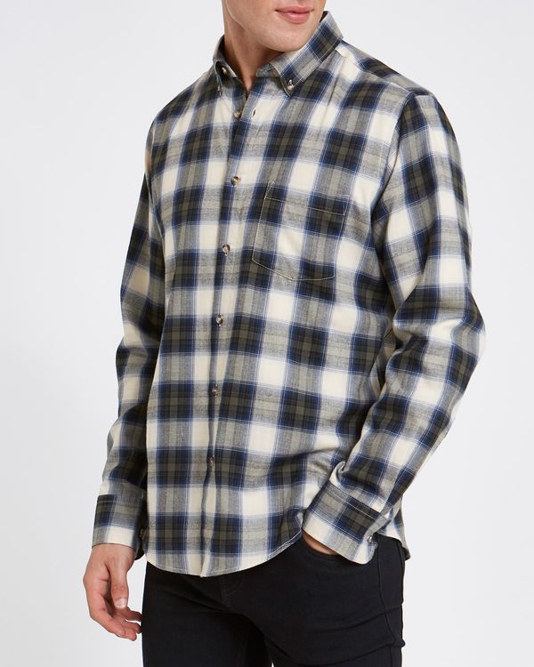 Regular Fit Long-Sleeved Lightweight Flannel Shirt