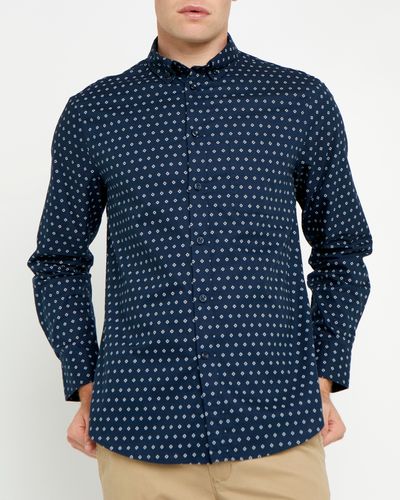 Regular Fit Long Sleeve Oxford Print Shirt