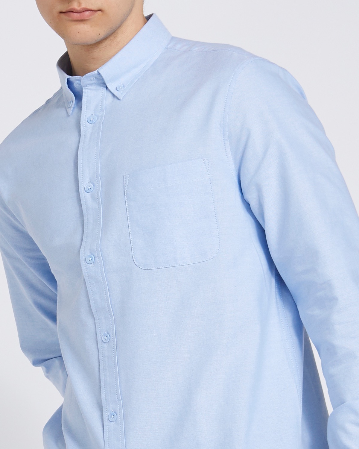 Dunnes Stores  Blue Regular Fit Long-Sleeved Oxford Shirt