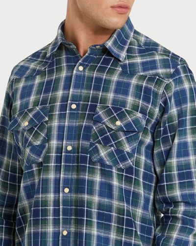 Long-Sleeved Regular Fit Indigo Check Shirt thumbnail