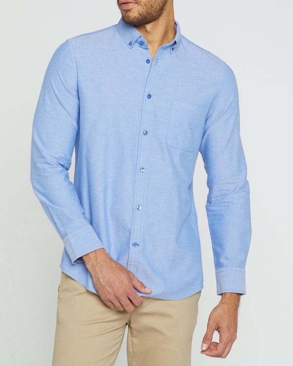 Slim Fit Long-Sleeved Oxford Solid Shirt