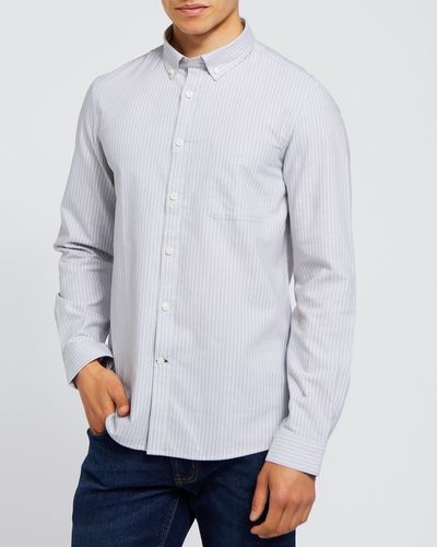 Slim Long-Sleeved Oxford Stripe Shirt