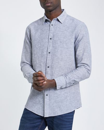 Regular Fit Long-Sleeved Linen Blend Solid Shirt thumbnail