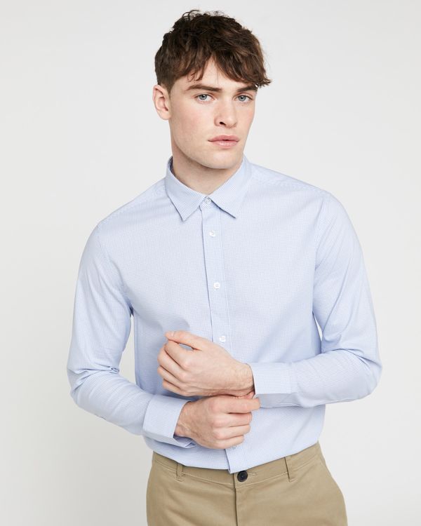 Dunnes Stores | Blue-check Smart Comfort Stretch Shirt
