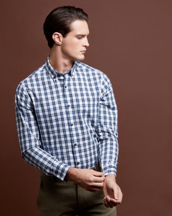 Dunnes Stores | Green Regular Fit Long-Sleeved Check Shirt