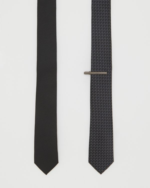 Slim Tie With Tie Clip - Pack Of 2