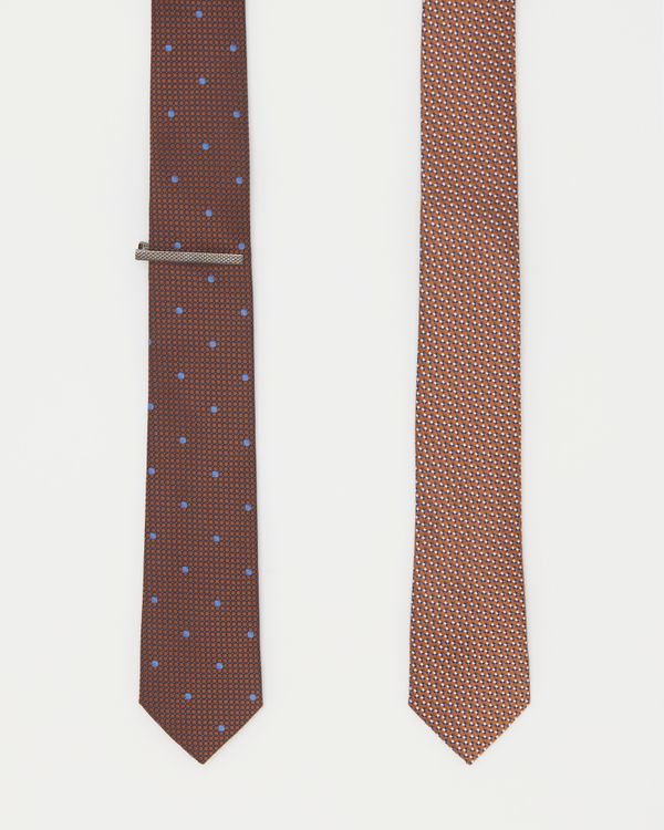 Slim Tie With Tie Clip - Pack Of 2