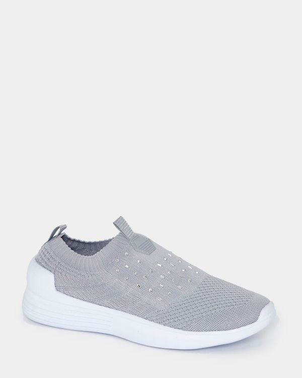 Dunnes Stores | Grey Lurex And Bead Knitted Slip On