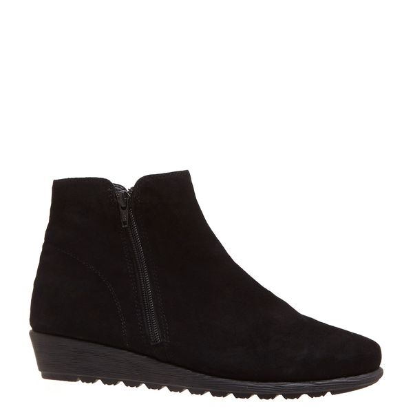 Suede Low Wedge Ankle Boot