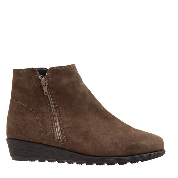 Suede Low Wedge Ankle Boot
