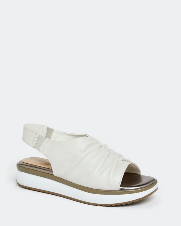 Dunnes Stores | Ivory Leather Ruched Front Sandal