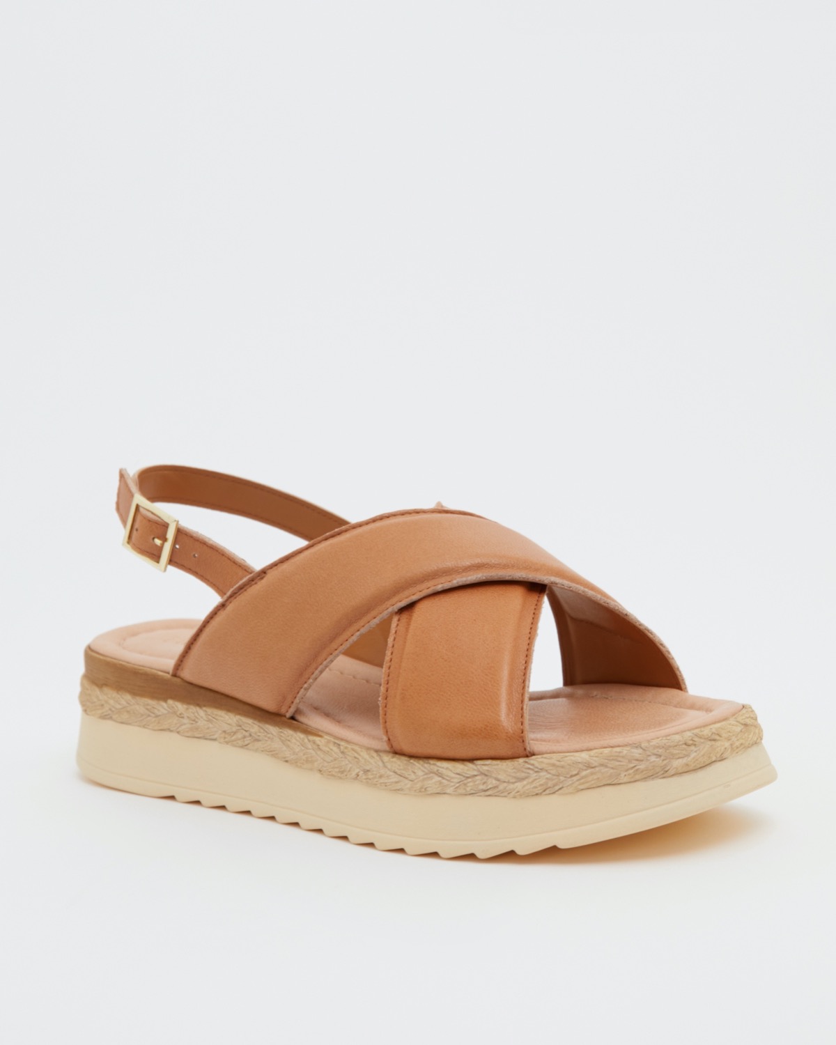 Dunnes Stores | Tan Leather Flatform Sandals