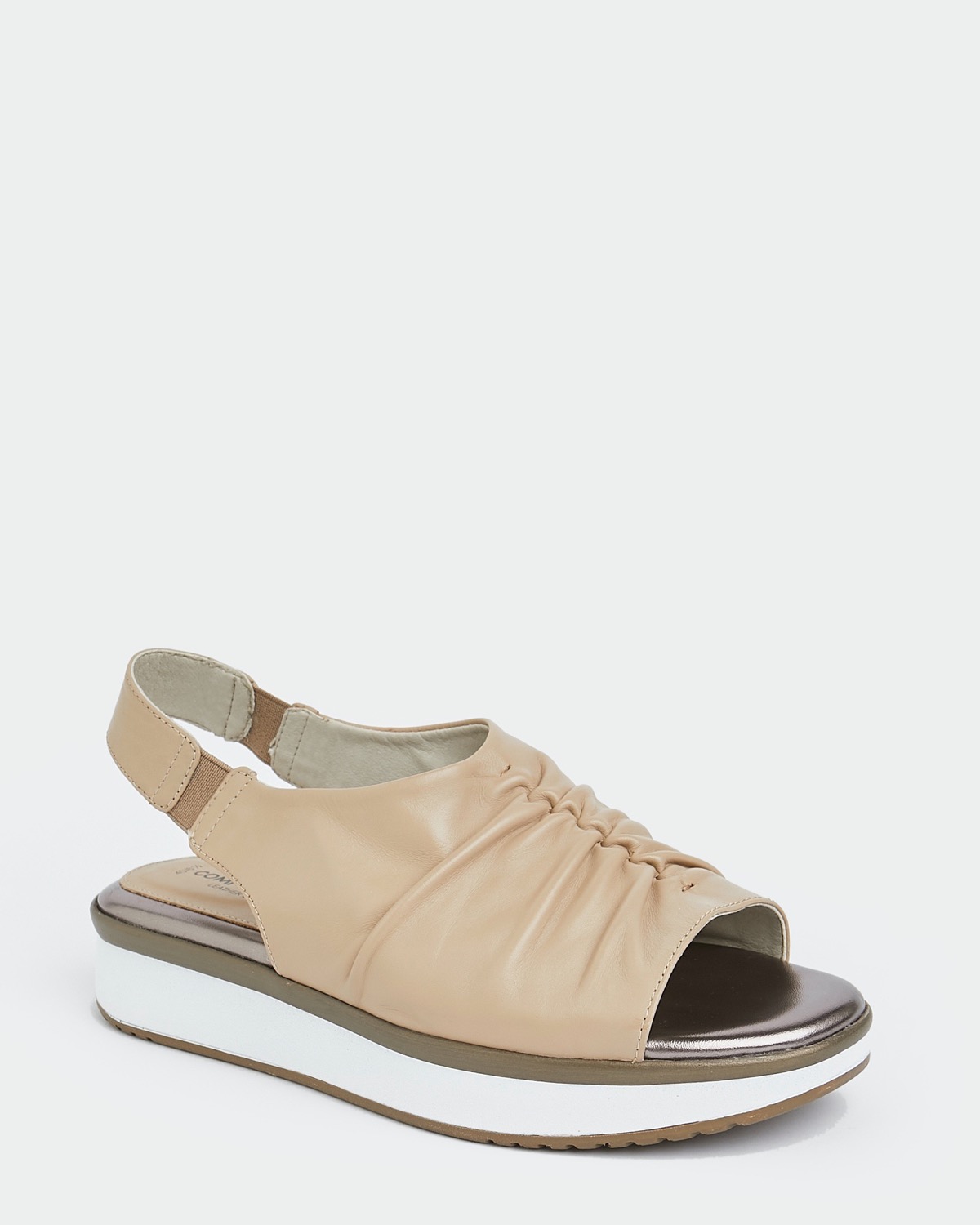 Dunnes Stores | Tan Leather Ruched Sandals