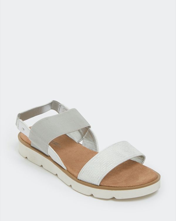 Dunnes Stores | Silver Woven Elastic Strap Sandal