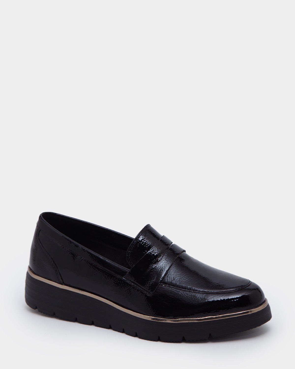 Dunnes Stores  Black-patent Comfort Bliss Patent Tab Loafer
