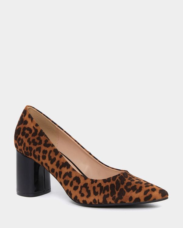 Leopard Block Heel Court Shoes