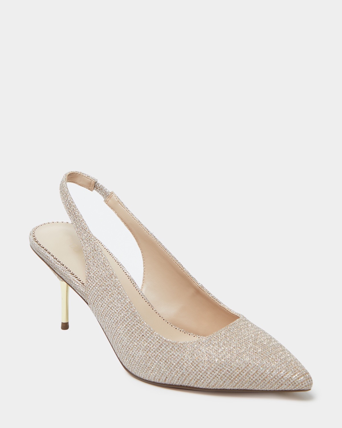 Dunnes Stores | Champagne Glitter Low Heel Sling Back Shoe