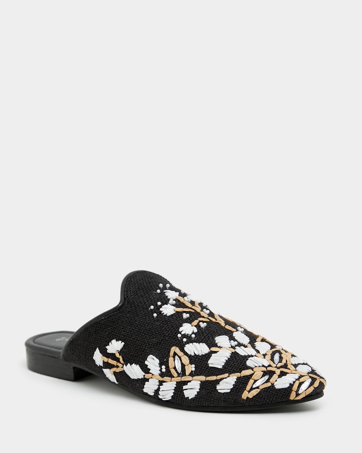 Dunnes Stores | Black Embroidered Flat Mules