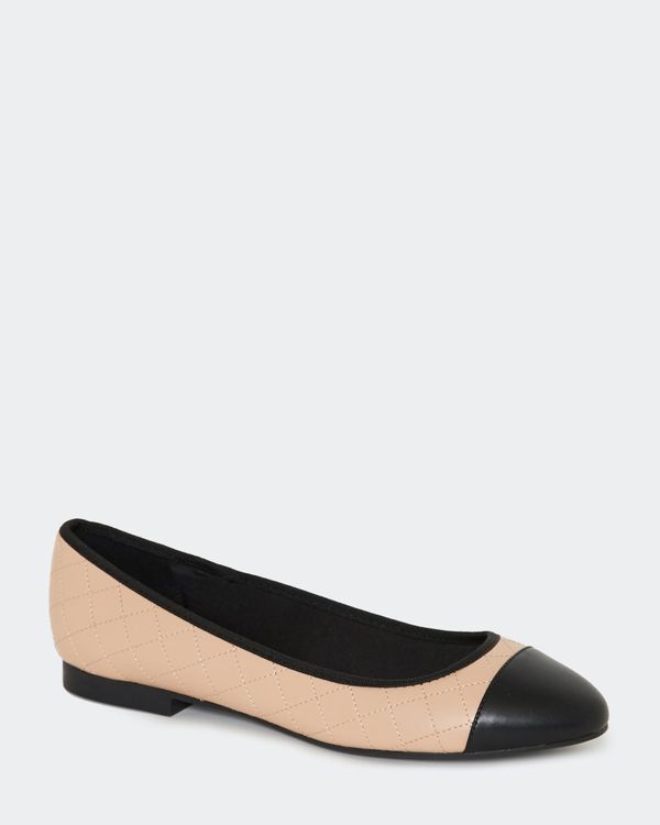 Dunnes Stores | Nude Quilted Toe-Cap Ballerina Pumps