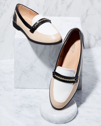 Wide Fit Contrast Chain Loafers