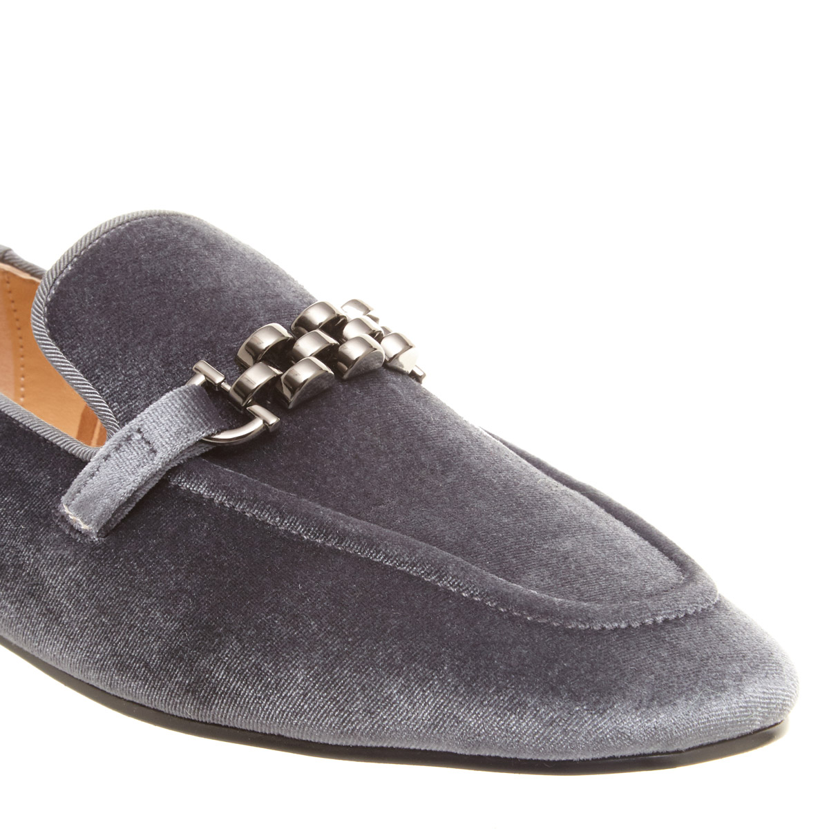 Dunnes Stores | Grey Velvet Trim Loafers