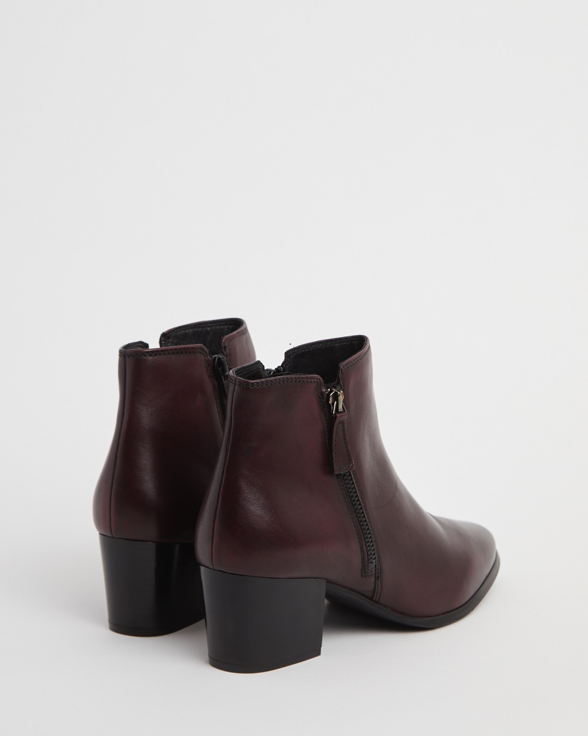 Burgundy Leather Side Zip Ankle Boot