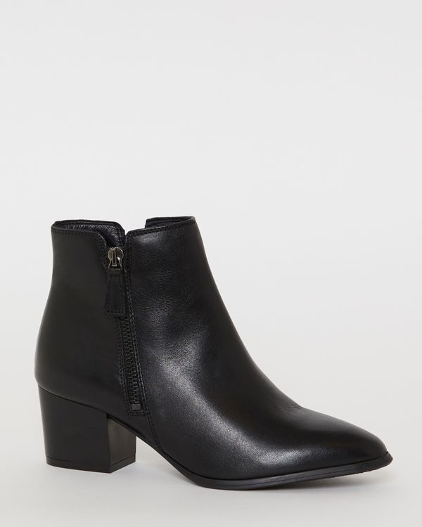Leather Side Zip Ankle Boot