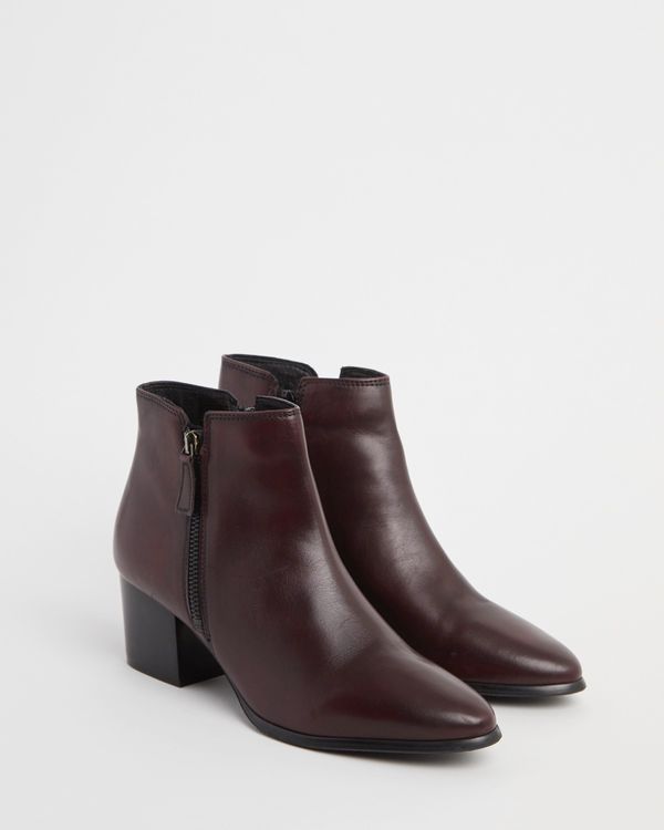 Leather Side Zip Ankle Boot
