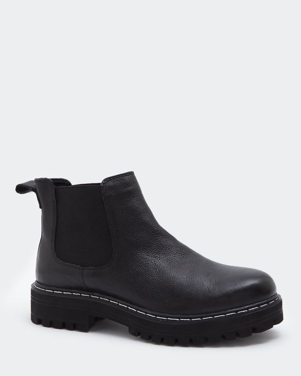 Dunnes Stores | Black Wide Fit Leather Pull On Chelsea Boots