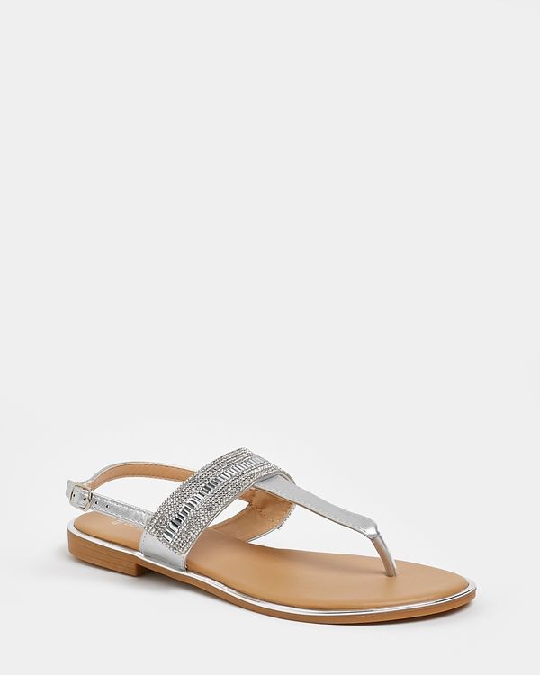 Dunnes Stores | Silver Bead Toe Post Sandal