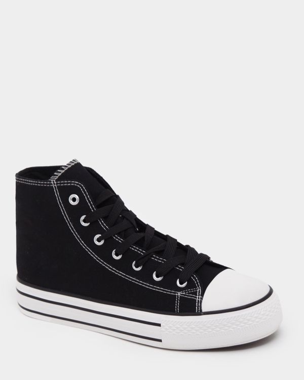 Dunnes Stores | Black High Top Canvas Trainer