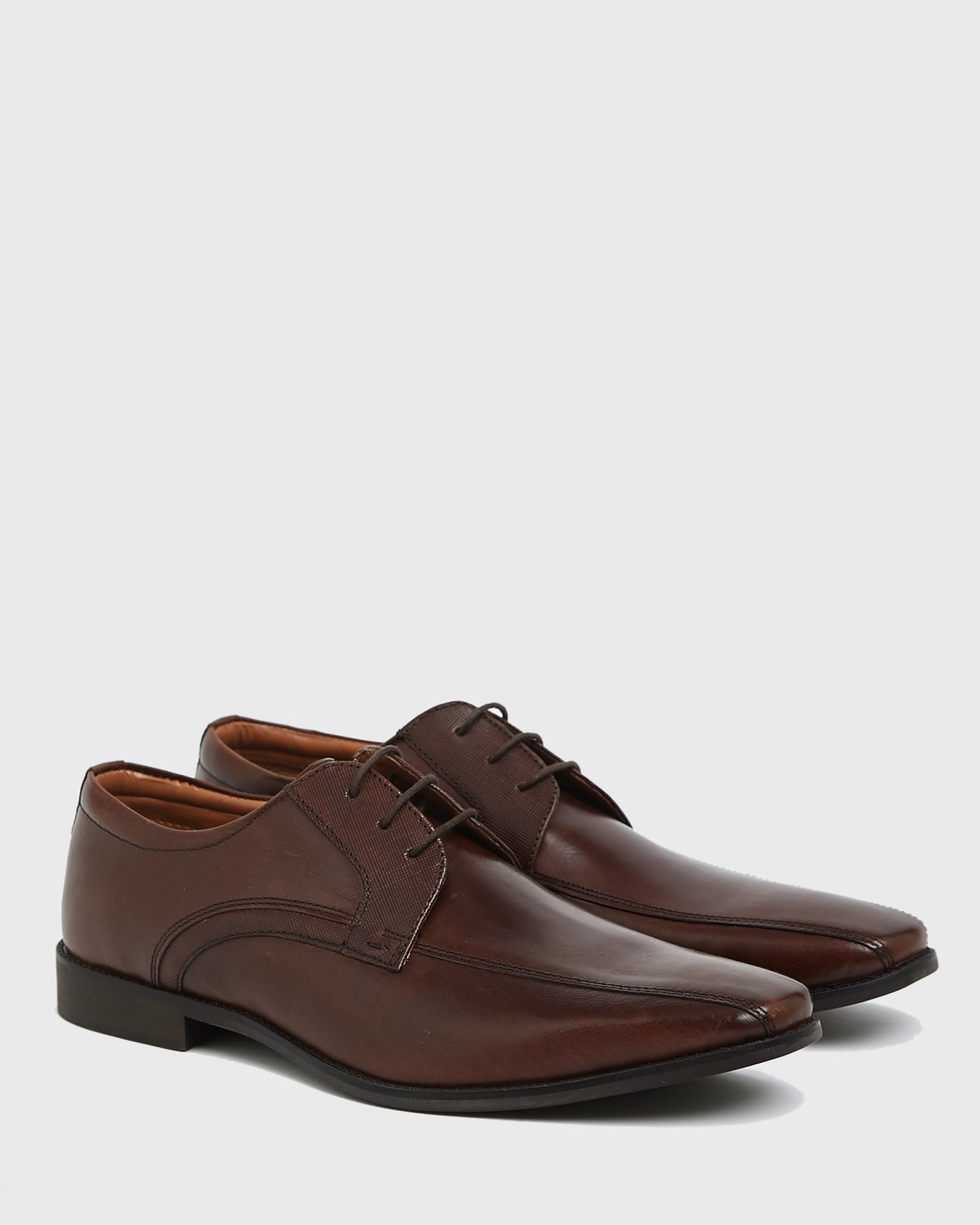 Dunnes Stores | Brown Leather Tramline Stitch Lace-Up Shoes