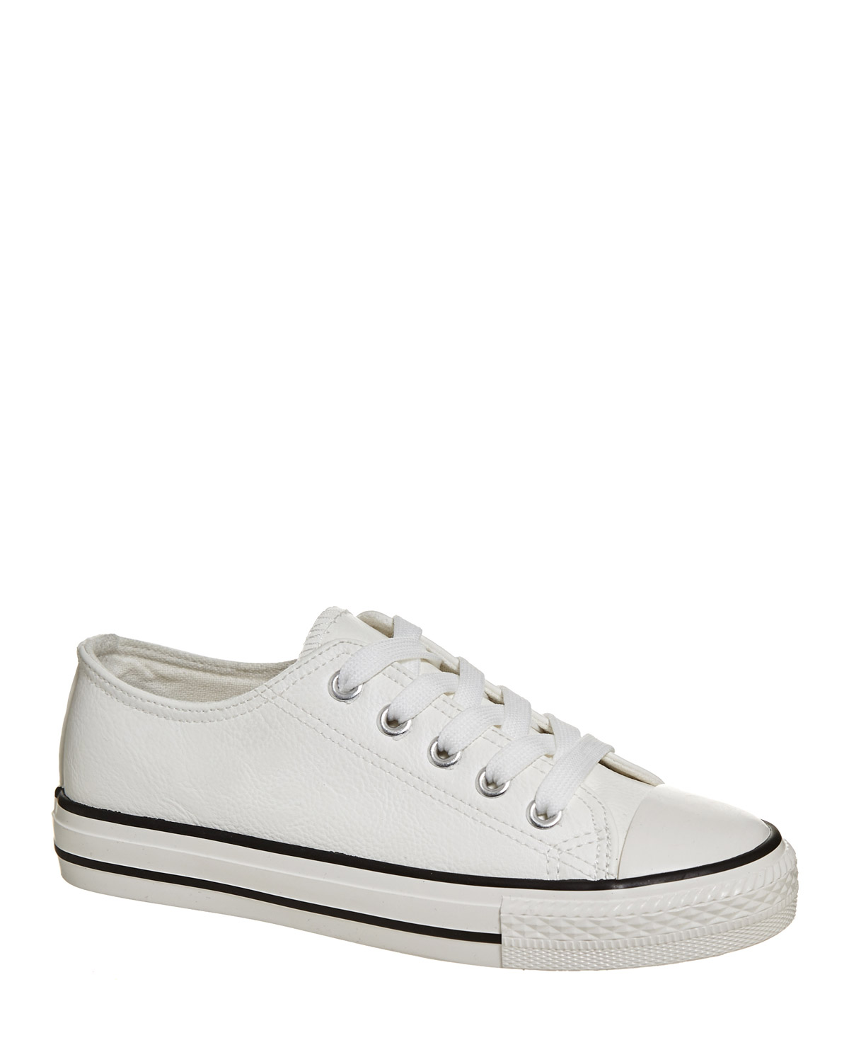 Dunnes Stores | White Girls PU Toe Cap Shoes